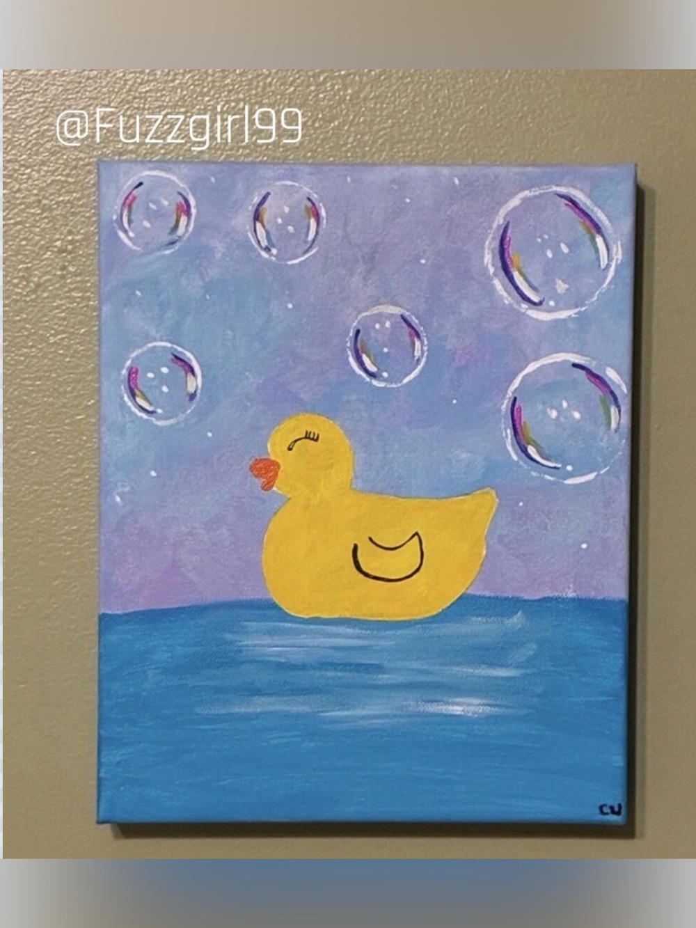 Bubble Ducky Acrylic Painting